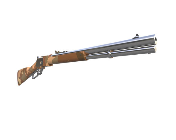 Дробовик изолирован на белом фоне. 3D рендеринг, иллюстрация
