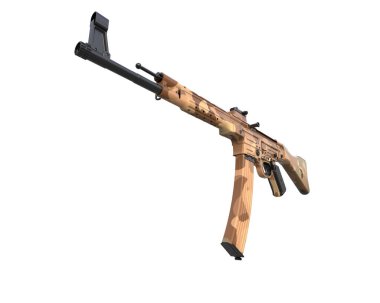 Makineli tüfek beyaz arka planda izole edilmiş. 3d görüntüleme, illüstrasyon.