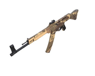 Makineli tüfek beyaz arka planda izole edilmiş. 3d görüntüleme, illüstrasyon.