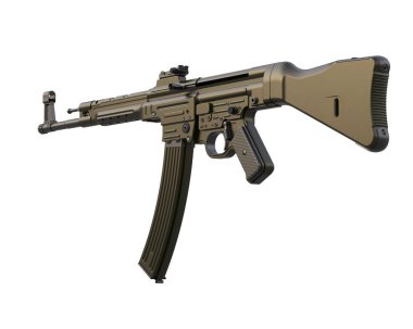 Makineli tüfek beyaz arka planda izole edilmiş. 3d görüntüleme, illüstrasyon.