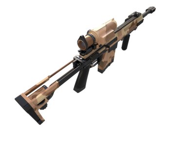 Makineli tüfek beyaz arka planda izole edilmiş. 3d görüntüleme, illüstrasyon.