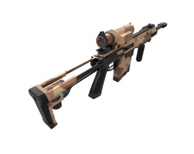 Makineli tüfek beyaz arka planda izole edilmiş. 3d görüntüleme, illüstrasyon.