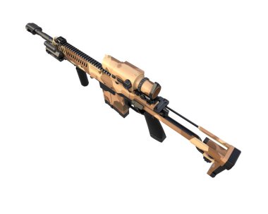 Makineli tüfek beyaz arka planda izole edilmiş. 3d görüntüleme, illüstrasyon.