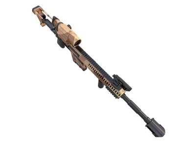 Makineli tüfek beyaz arka planda izole edilmiş. 3d görüntüleme, illüstrasyon.