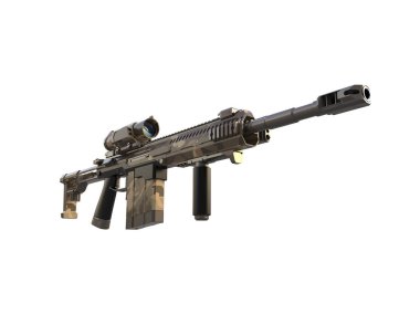 Makineli tüfek beyaz arka planda izole edilmiş. 3d görüntüleme, illüstrasyon.