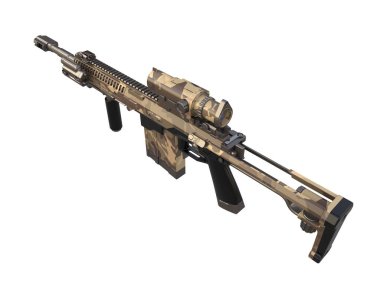 Makineli tüfek beyaz arka planda izole edilmiş. 3d görüntüleme, illüstrasyon.