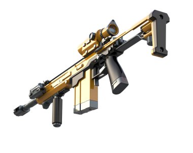 Makineli tüfek beyaz arka planda izole edilmiş. 3d görüntüleme, illüstrasyon.