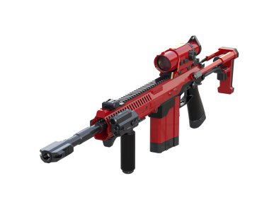 Makineli tüfek beyaz arka planda izole edilmiş. 3d görüntüleme, illüstrasyon.