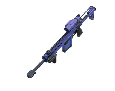 Makineli tüfek beyaz arka planda izole edilmiş. 3d görüntüleme, illüstrasyon.