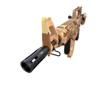 Makineli tüfek beyaz arka planda izole edilmiş. 3d görüntüleme, illüstrasyon.