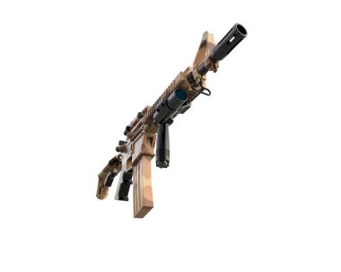 Makineli tüfek beyaz arka planda izole edilmiş. 3d görüntüleme, illüstrasyon.