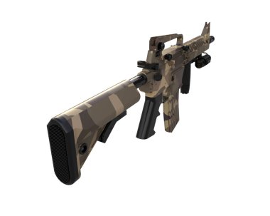 Makineli tüfek beyaz arka planda izole edilmiş. 3d görüntüleme, illüstrasyon.