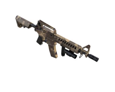 Makineli tüfek beyaz arka planda izole edilmiş. 3d görüntüleme, illüstrasyon.