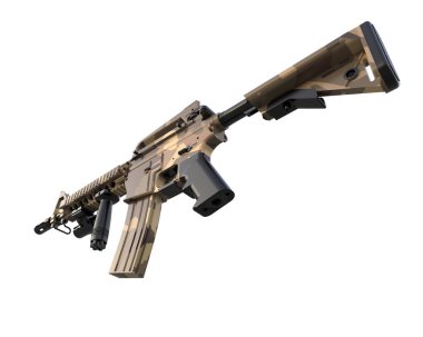 Makineli tüfek beyaz arka planda izole edilmiş. 3d görüntüleme, illüstrasyon.