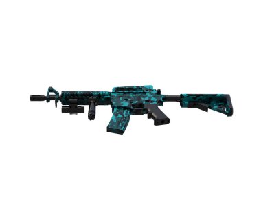 Makineli tüfek beyaz arka planda izole edilmiş. 3d görüntüleme, illüstrasyon.