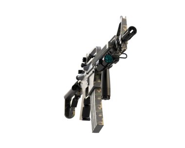 Makineli tüfek beyaz arka planda izole edilmiş. 3d görüntüleme, illüstrasyon.