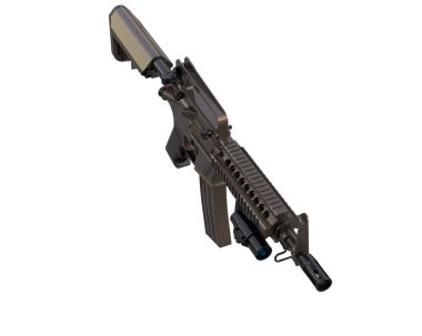 Makineli tüfek beyaz arka planda izole edilmiş. 3d görüntüleme, illüstrasyon.