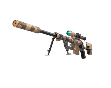 Dürbünü beyaz arka planda izole edilmiş ateşli silah. 3d görüntüleme - illüstrasyon