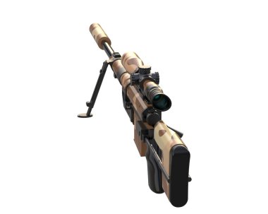 Dürbünü beyaz arka planda izole edilmiş ateşli silah. 3d görüntüleme - illüstrasyon