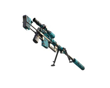 Dürbünü beyaz arka planda izole edilmiş ateşli silah. 3d görüntüleme - illüstrasyon