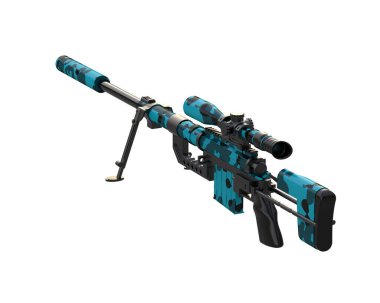 Dürbünü beyaz arka planda izole edilmiş ateşli silah. 3d görüntüleme - illüstrasyon