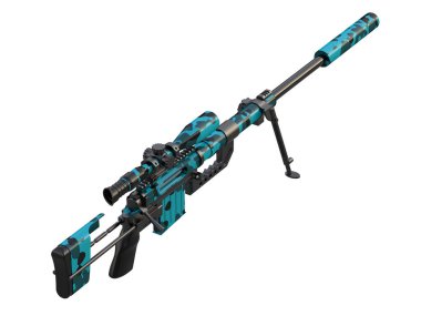 Dürbünü beyaz arka planda izole edilmiş ateşli silah. 3d görüntüleme - illüstrasyon