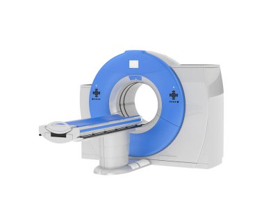 Modern bilgisayarlı tomografi tarayıcısı beyaz arkaplanda izole edildi