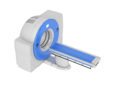 Modern bilgisayarlı tomografi tarayıcısı beyaz arkaplanda izole edildi