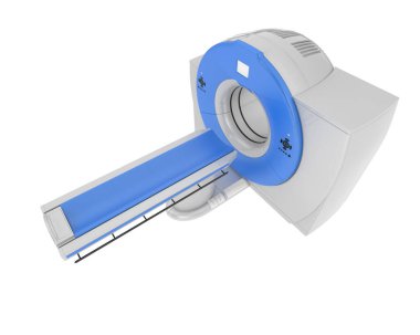 Modern bilgisayarlı tomografi tarayıcısı beyaz arkaplanda izole edildi