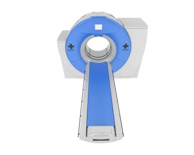 Modern bilgisayarlı tomografi tarayıcısı beyaz arkaplanda izole edildi