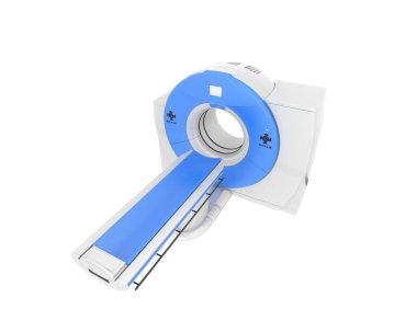 Modern bilgisayarlı tomografi tarayıcısı beyaz arkaplanda izole edildi