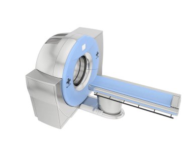 Modern bilgisayarlı tomografi tarayıcısı beyaz arkaplanda izole edildi