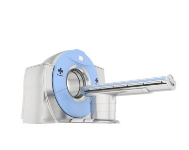 Modern bilgisayarlı tomografi tarayıcısı beyaz arkaplanda izole edildi