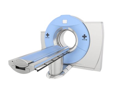 Modern bilgisayarlı tomografi tarayıcısı beyaz arkaplanda izole edildi