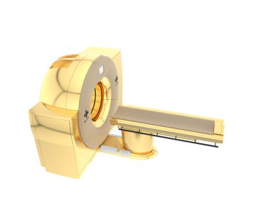 Modern bilgisayarlı tomografi tarayıcısı beyaz arkaplanda izole edildi