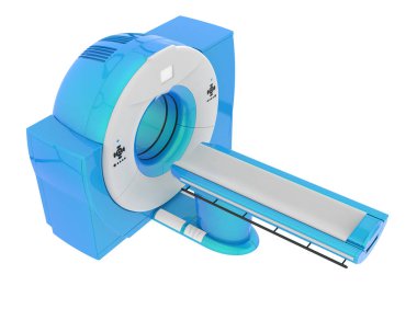 Modern bilgisayarlı tomografi tarayıcısı beyaz arkaplanda izole edildi
