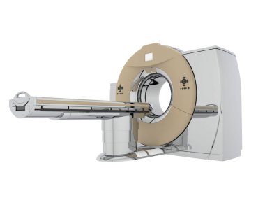 Modern bilgisayarlı tomografi tarayıcısı beyaz arkaplanda izole edildi