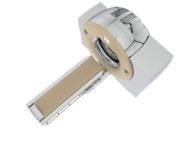 Modern bilgisayarlı tomografi tarayıcısı beyaz arkaplanda izole edildi