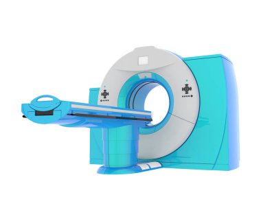Modern bilgisayarlı tomografi tarayıcısı beyaz arkaplanda izole edildi
