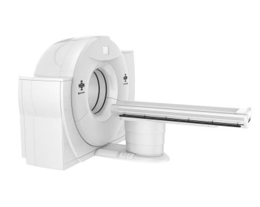 Modern bilgisayarlı tomografi tarayıcısı beyaz arkaplanda izole edildi