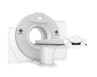 Modern bilgisayarlı tomografi tarayıcısı beyaz arkaplanda izole edildi