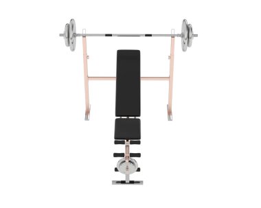 Beyaz arka planda olimpiyat tezgahı, spor salonu ve fitness ekipmanları izole edildi