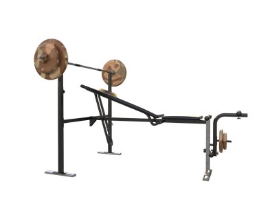 Beyaz arka planda olimpiyat tezgahı, spor salonu ve fitness ekipmanları izole edildi