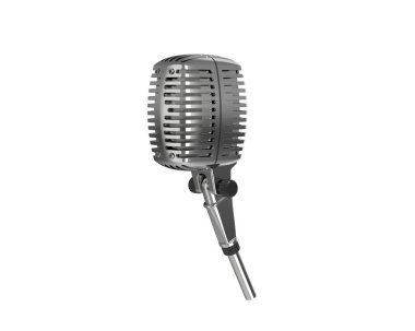 Beyaz arkaplanda klasik mikrofon