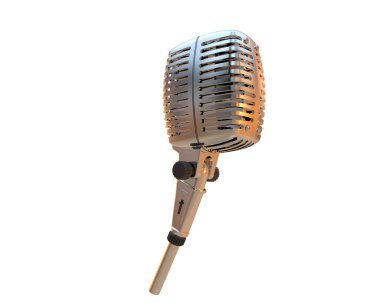 Beyaz arkaplanda klasik mikrofon