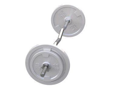 Halter kıvrımlı halter, beyaz arka planda izole spor aletleri.  