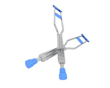 Beyaz arkaplanda izole edilmiş koltuk değnekleri 