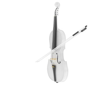 Beyaz arka planda keman. 3d görüntüleme - illüstrasyon