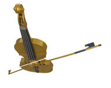 Beyaz arka planda keman. 3d görüntüleme - illüstrasyon