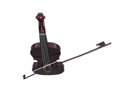 Beyaz arka planda keman. 3d görüntüleme - illüstrasyon